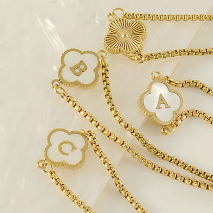 Pearl Clover Custom Letter Bracelet