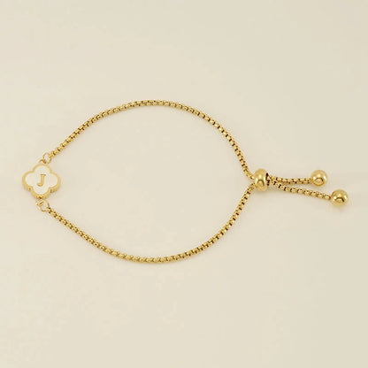 Pearl Clover Custom Letter Bracelet
