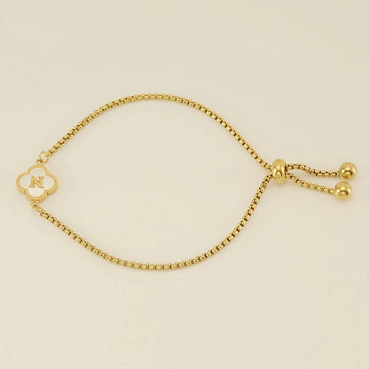 Pearl Clover Custom Letter Bracelet