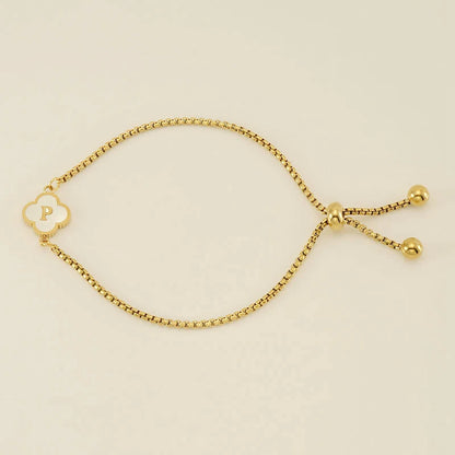Pearl Clover Custom Letter Bracelet