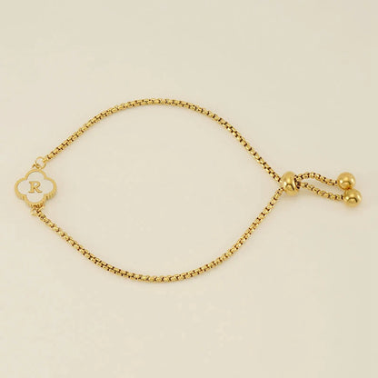 Pearl Clover Custom Letter Bracelet