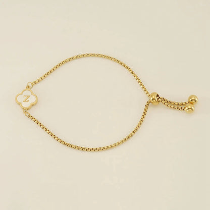 Pearl Clover Custom Letter Bracelet